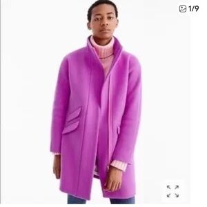 J.Crew Cocoon Coat in Italian Stadium Cloth – Bright Plum Purple – Size 6